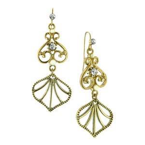 brass leaf drop earrings