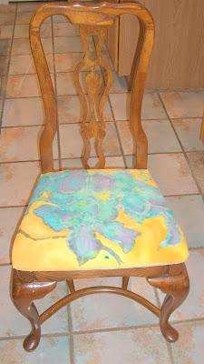 Reupholstering Dining Room Chairs with Painted Silk