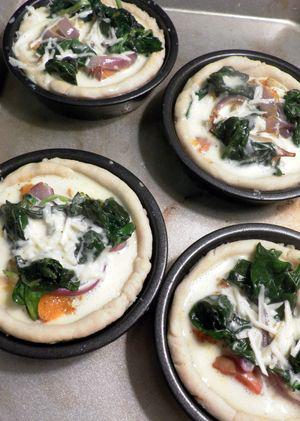 Butternut Squash & Spinach Quiche -Assemble quiches3