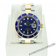 Rolex tw tone Submariner, Rolex 16613 Two Tone Blue Dial/Bezel Submariner Watch, boca raton, rolex, submariner