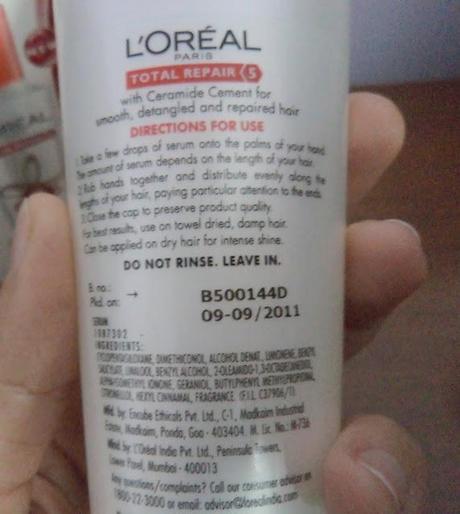 L’oreal Total Repair 5 Instant Smoothing and Nourishing Oil Serum