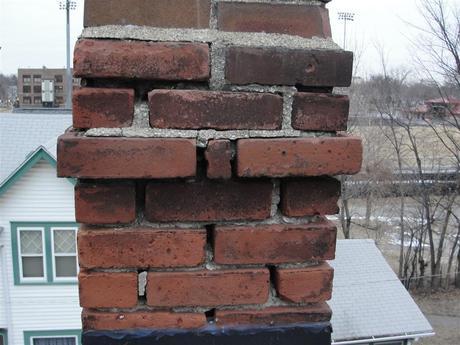 Chimney with deteriorated mortar