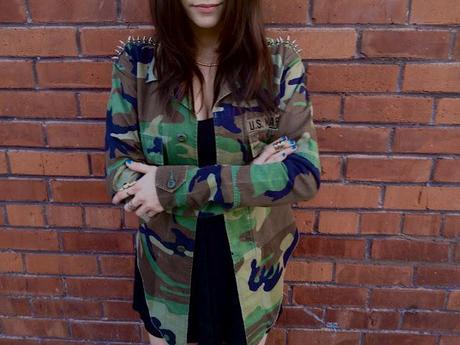 How I wore it: DIY studded army jacket
