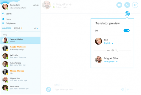 Skype for  Windows now supports Live Voice Translation