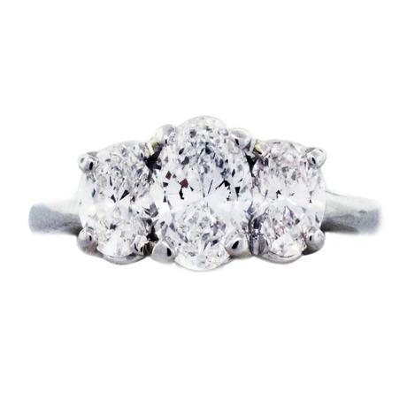 Platinum and Diamond Three Stone Oval Engagement Ring