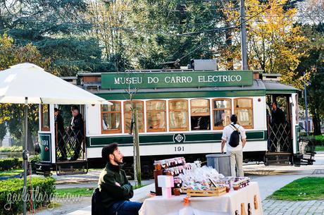 vintage tram in Cordoaria, Porto