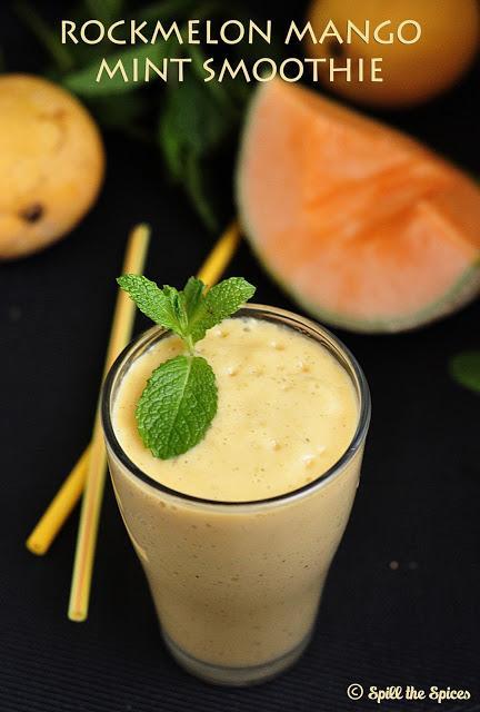 Cantaloupe Mango Mint Smoothie | Rockmelon Mango Smoothie