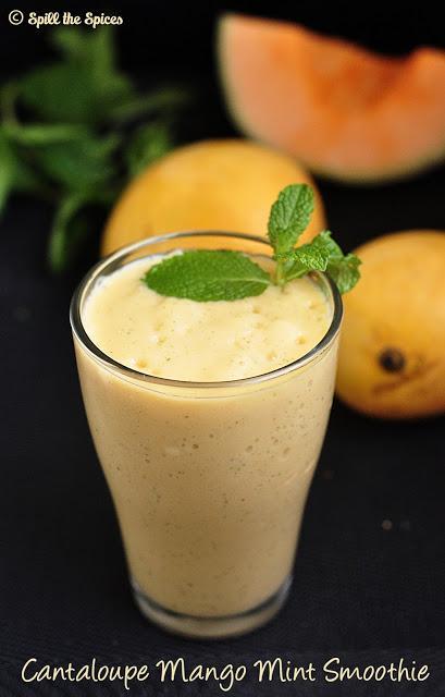 Cantaloupe Mango Mint Smoothie | Rockmelon Mango Smoothie