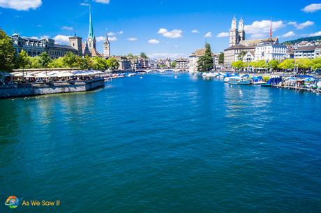 Lake Zurich and the city of Zurich, Switzerland