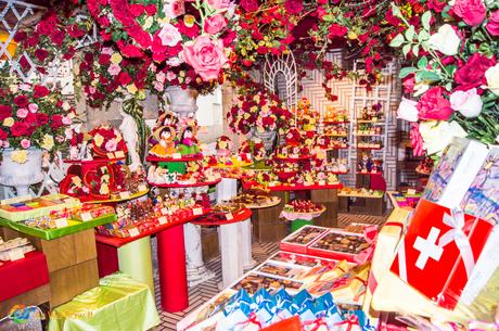 Colorful abundance of Swiss chocolates.