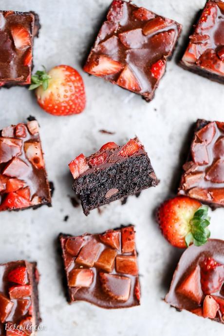 These Chocolate Covered Strawberry Brownies are a swoon-worthy and surprisingly guilt-free treat - they're gluten-free, refined sugar-free and Paleo!