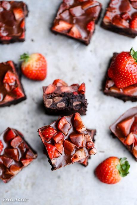 These Chocolate Covered Strawberry Brownies are a swoon-worthy and surprisingly guilt-free treat - they're gluten-free, refined sugar-free and Paleo!