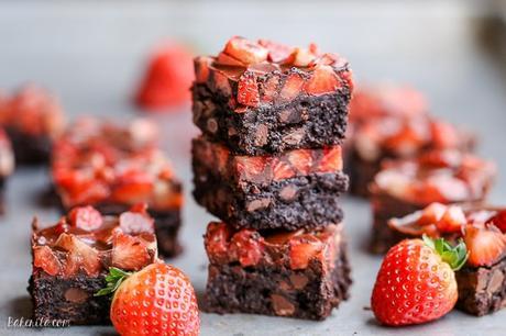 These Chocolate Covered Strawberry Brownies are a swoon-worthy and surprisingly guilt-free treat - they're gluten-free, refined sugar-free and Paleo!