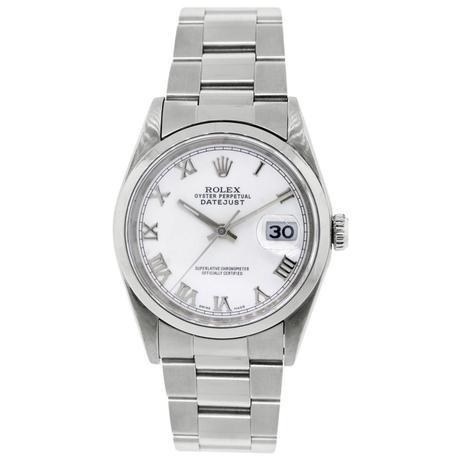 Rolex 16200 Datejust White Roman Dial Stainless Steel Watch