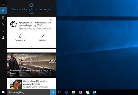 Cortana for reminding mails