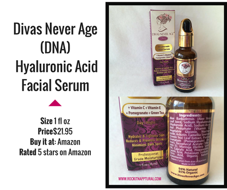 'Divas Never Age' Organic Hyaluronic Acid Facial Serum with Vitamin C & Green Tea Extract (Vegan Friendly)