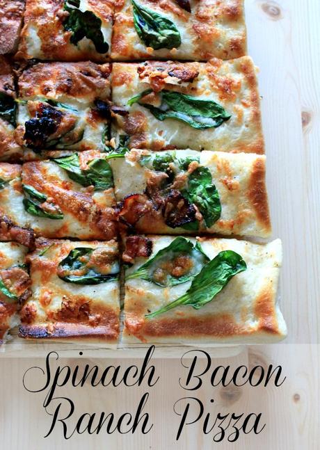 Planning your game day menu? Here's an amazing game day recipe for Spinach Bacon Ranch Pizza!  #NaturallyFreshRecipe #ad