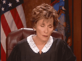 Judge Judy shakes head rolls eyes
