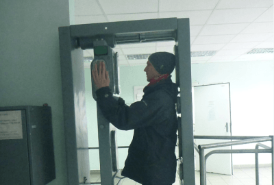 Backpacking in Ukraine: Chernobyl Exclusion Zone Tour Part 8 – Lunch in the CEZ Jonny Blair radiation scan on tour of Chernobyl Ukraine