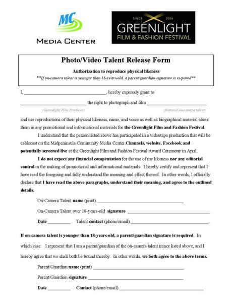 Talent release form