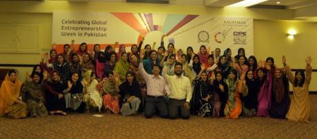 Women entrepreneurs celebrating Global Entrepreneurship Week in Pakistan.