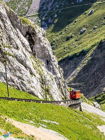 Train up to Mount Pilatus from Lucerne, Switzerland.