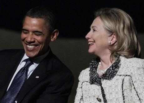 hillary and obama laughing