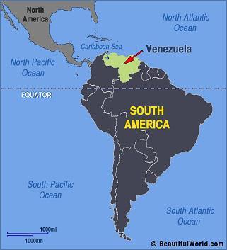 map of Venezuela in South America