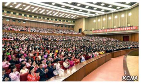 View of the venue and participants of a meeting marking the 70th anniversary of the Union of Agricultural Workers of Korea (Photo: KCNA).