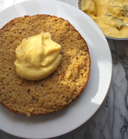 Classic Vanilla + Passion Fruit Curd Whipped Cream Layered Cake Classic Vanilla + Passion Fruit Curd Whipped Cream Layered Cake