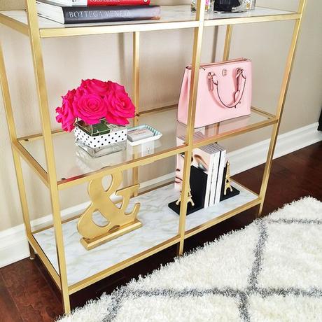 StylishPetite.com | Gold marble shelves DIY Ikea hack - click the link for details!: 