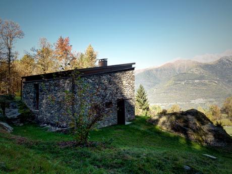 Italian Apline home clad in local stone.