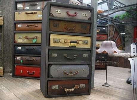 Suitcases Used To a Make a Chest of Drawers
