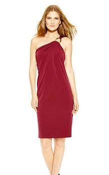 Michael Kors Petite One-Shoulder Hardware Sheath Dress