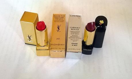 Beauty: Lipstick/// YSL Rouge Pur Couture and Lancome L'absolu Rouge