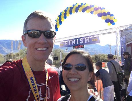 Mike Sohaskey & Katie Ho at Tuscon Marathon finish