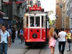 Nostalgic Tram on Istiklal Avenue.