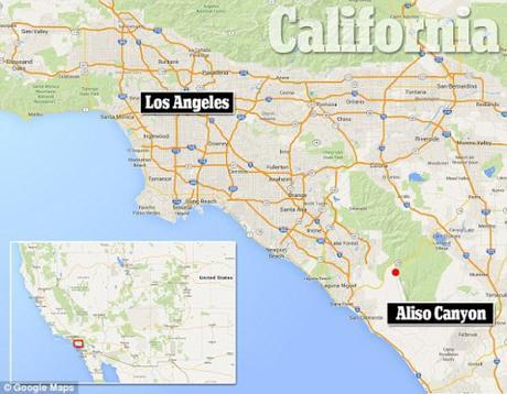 Aliso Canyon in map of California