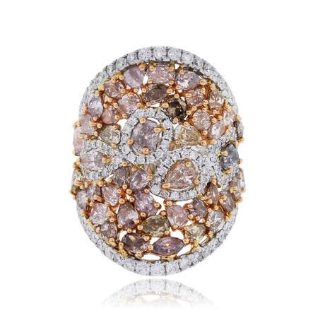 Two tone rose gold and multicolored diamond ring