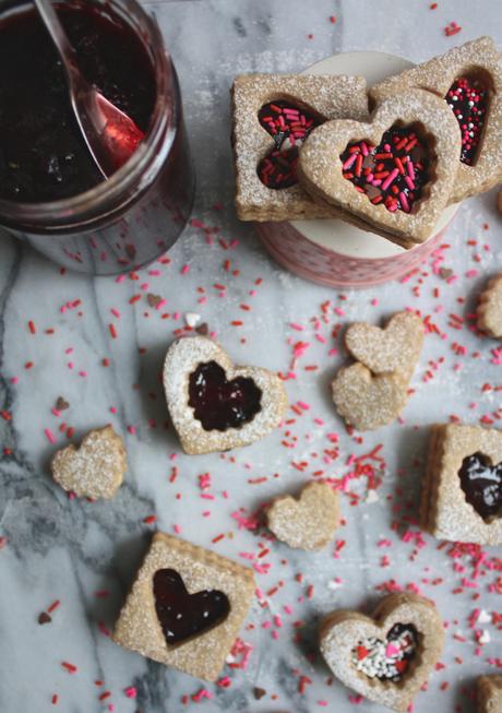 Peanut + Cherry Linzer Cookies