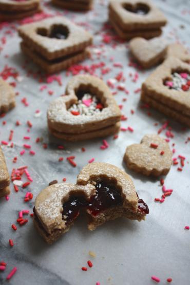 Peanut + Cherry Linzer Cookies