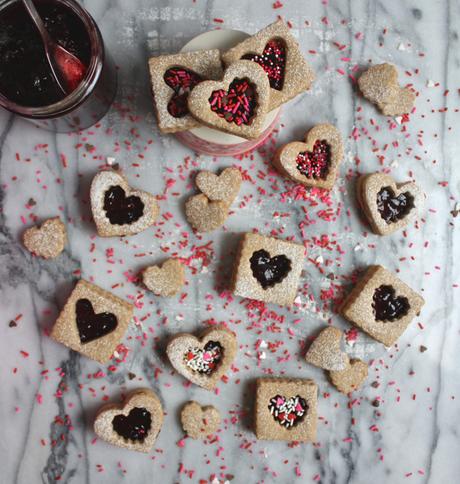 Peanut + Cherry Linzer Cookies