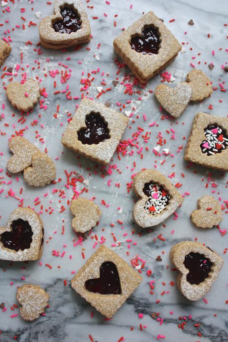 Peanut + Cherry Linzer Cookies