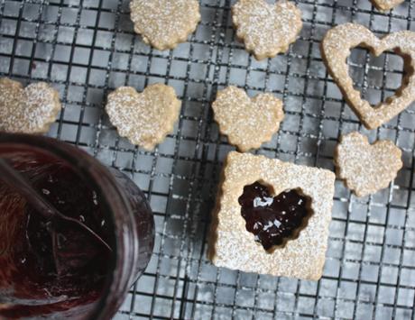 Peanut + Cherry Linzer Cookies