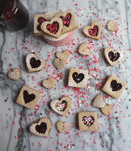 Peanut + Cherry Linzer Cookies