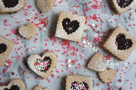 Peanut + Cherry Linzer Cookies