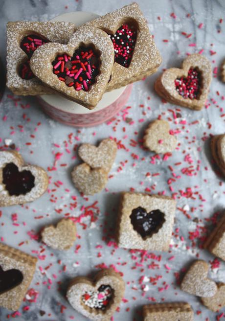 Peanut + Cherry Linzer Cookies