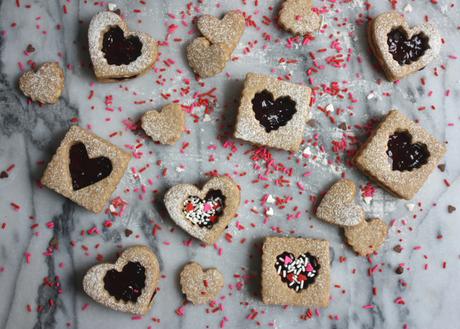 Peanut + Cherry Linzer Cookies