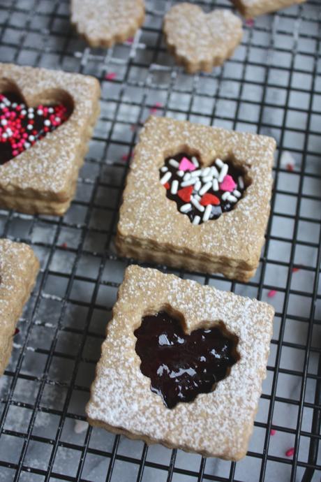 Peanut + Cherry Linzer Cookies