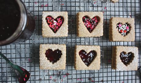 Peanut + Cherry Linzer Cookies